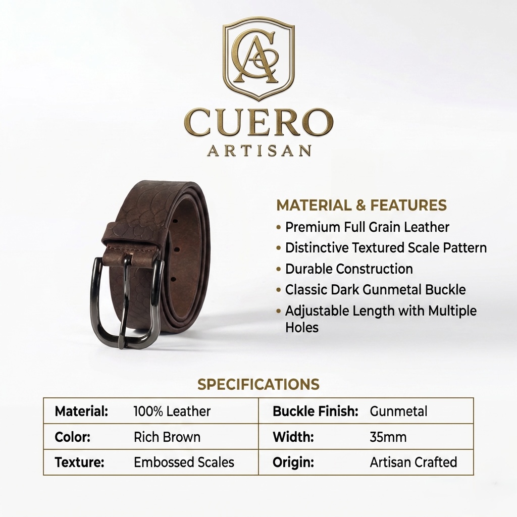 Crimson Scale Brown Belt – Premium Textured Leather Dress Belt - Image 10