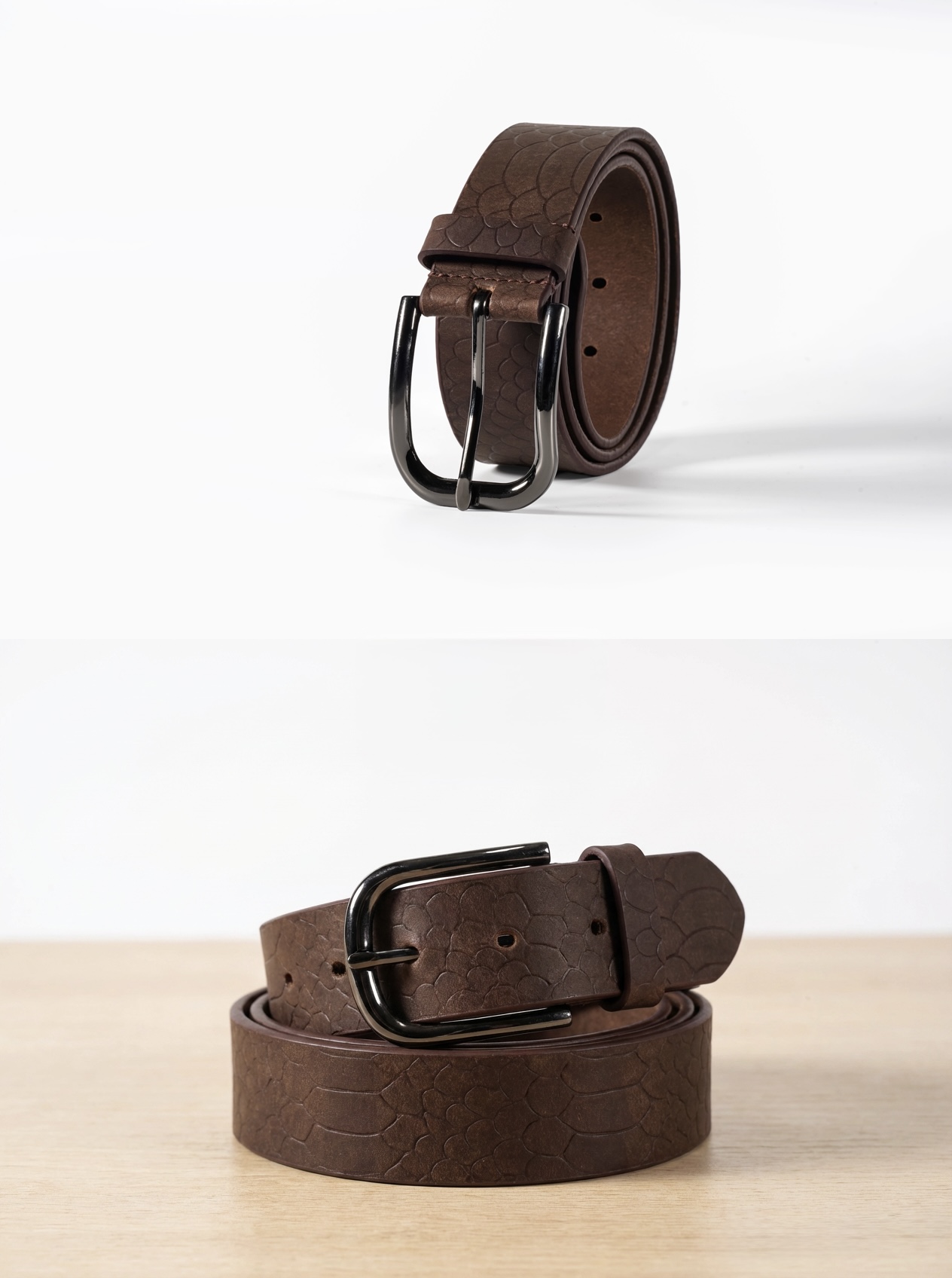 Crimson Scale Brown Belt – Premium Textured Leather Dress Belt - Image 5