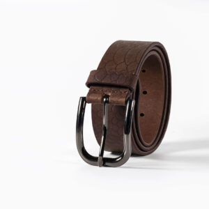 Crimson Scale Brown Belt – Premium Textured Leather Dress Belt
