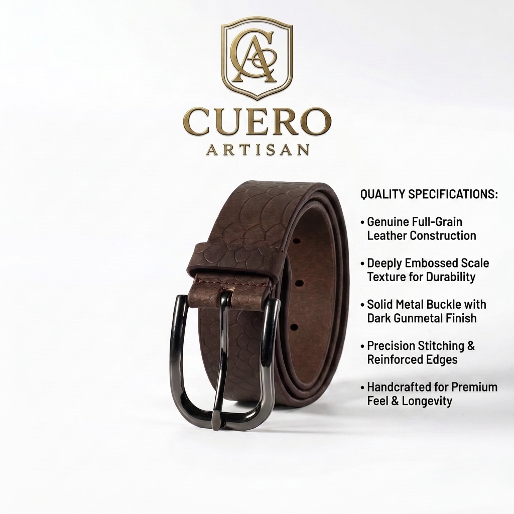 Crimson Scale Brown Belt – Premium Textured Leather Dress Belt - Image 3