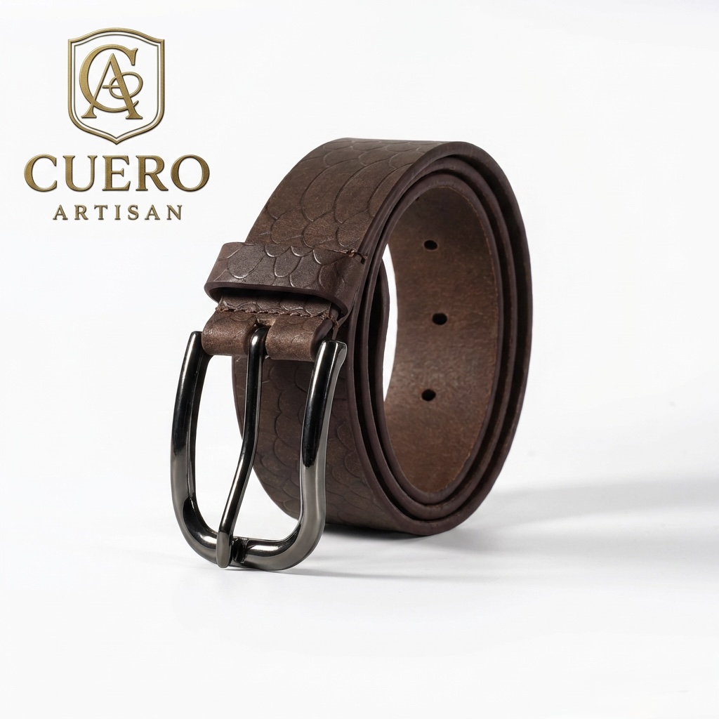 Crimson Scale Brown Belt – Premium Textured Leather Dress Belt