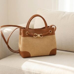 The Brighton Woven Straw Tote with Leather Strap